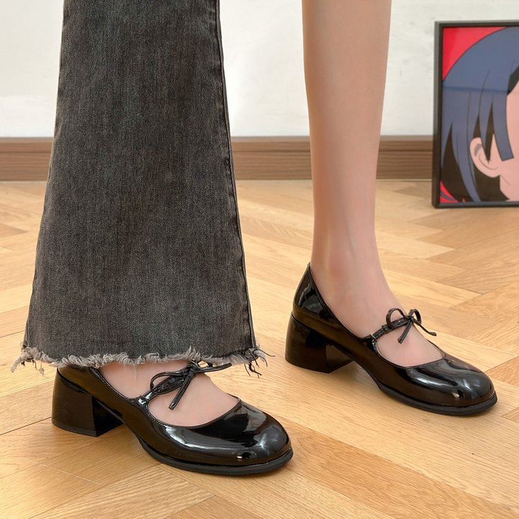 Vintage Bow Mary Jane Shoes Women