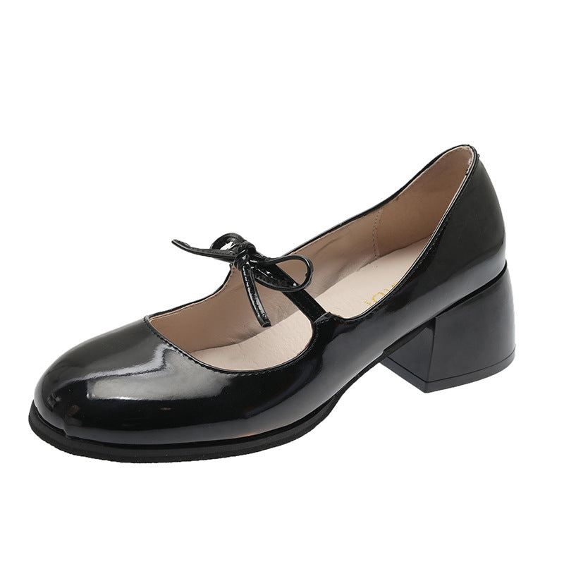 Vintage Bow Mary Jane Shoes Women